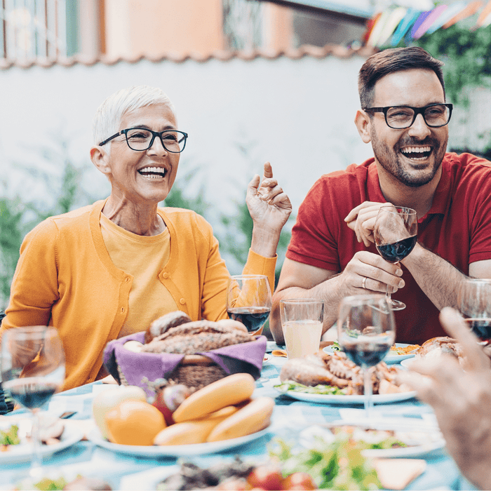 happy family enjoying lunch outdoors