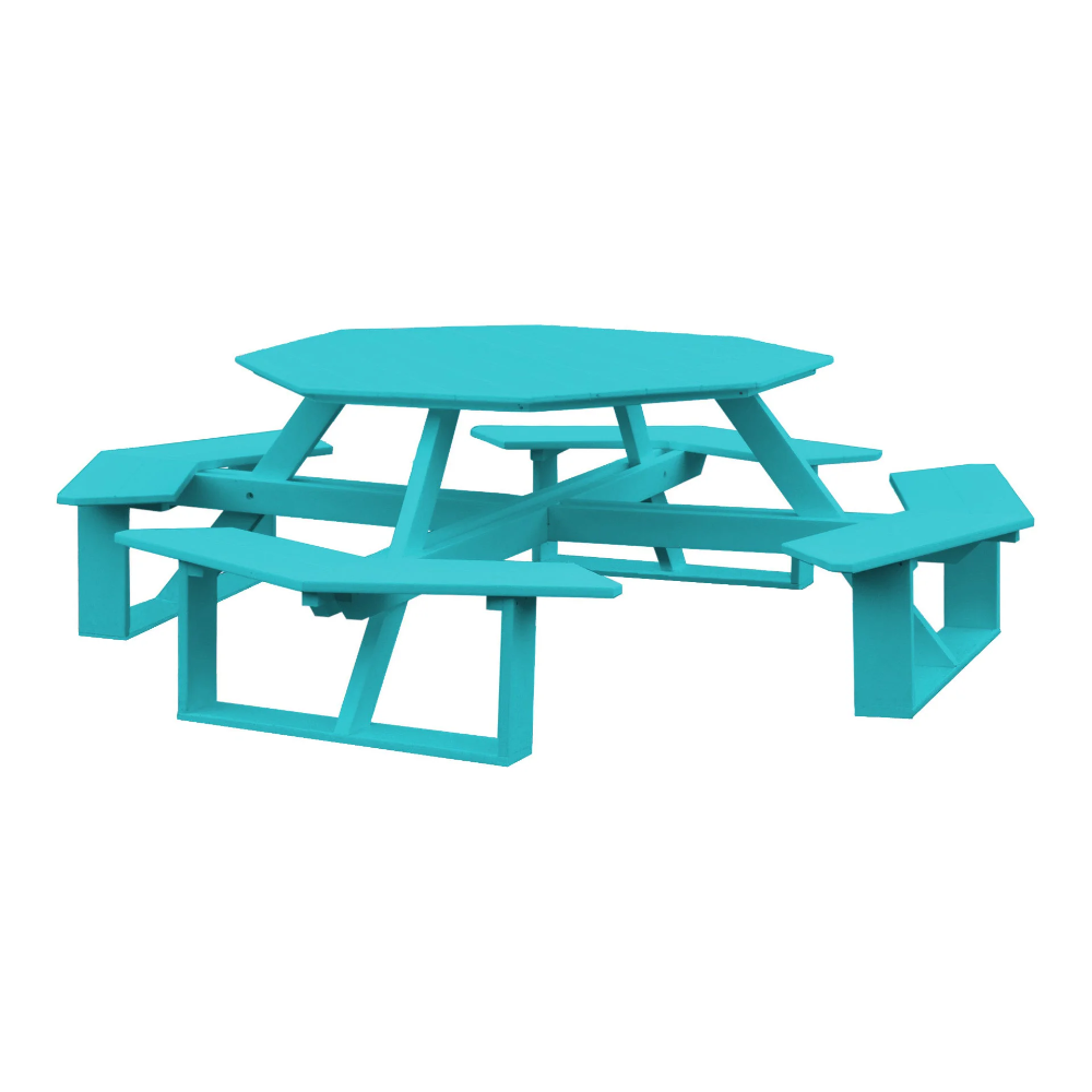 A&L Furniture 54-inch Amish-Made Octagonal Poly Walk-In Picnic Tables_Aruba Blue