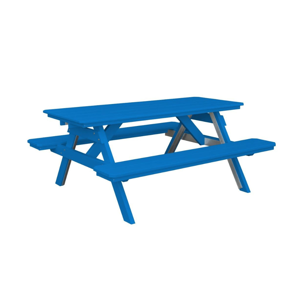 A&L Furniture 6 Foot Table with Attached Benches_Pacific Blue