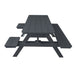 A&L Furniture 6 Foot Table with Attached Benches_Wheelchair Accessible_Dark Gray