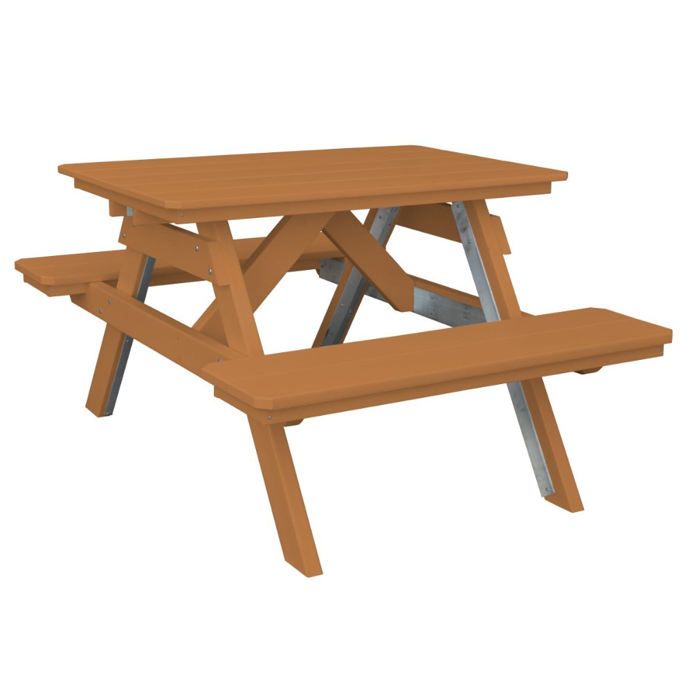 A&L Furniture 4' Table with Attached Benches_Cedar