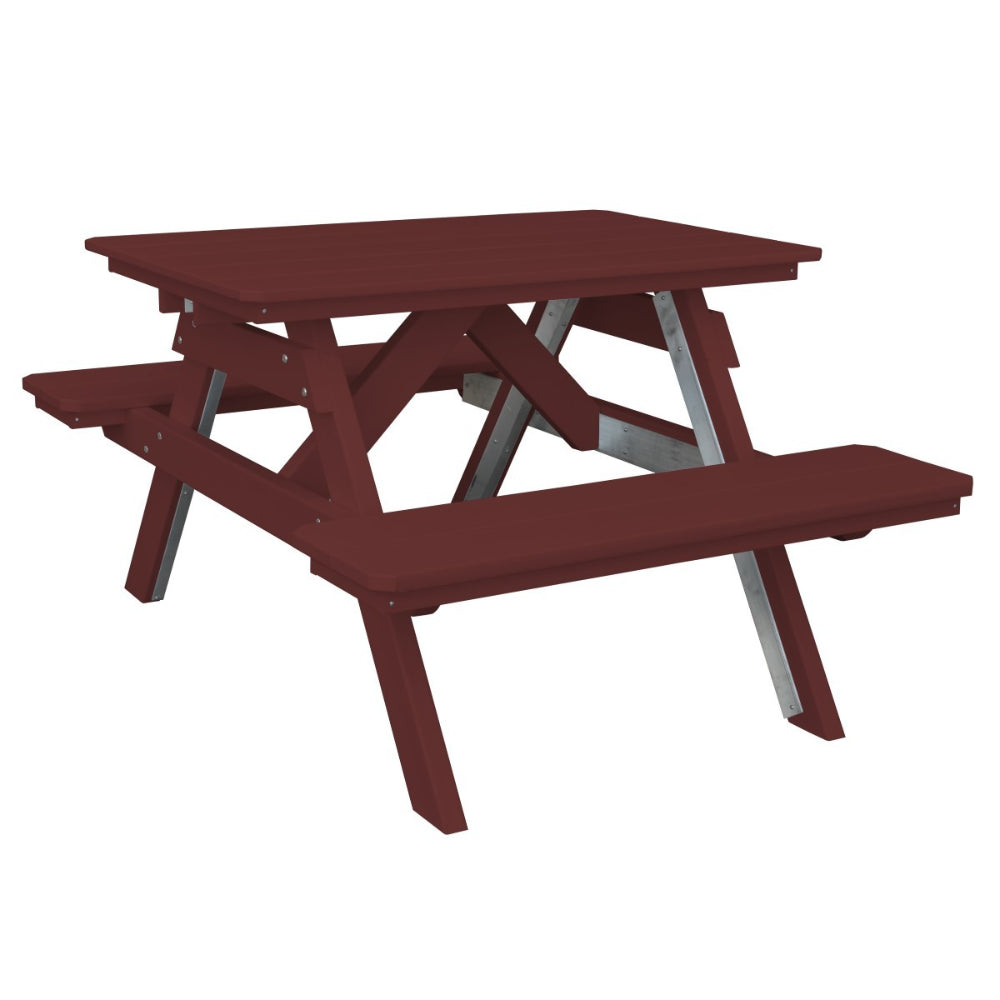 A&L Furniture 4' Table with Attached Benches_Cherrywood
