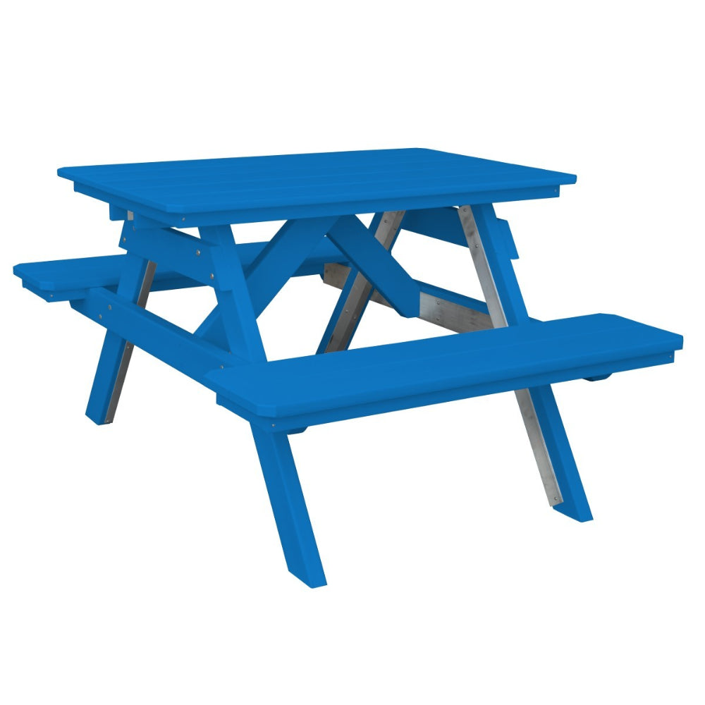 A&L Furniture 4' Table with Attached Benches_Pacific Blue