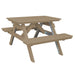 A&L Furniture 4' Table with Attached Benches_Weathered Wood