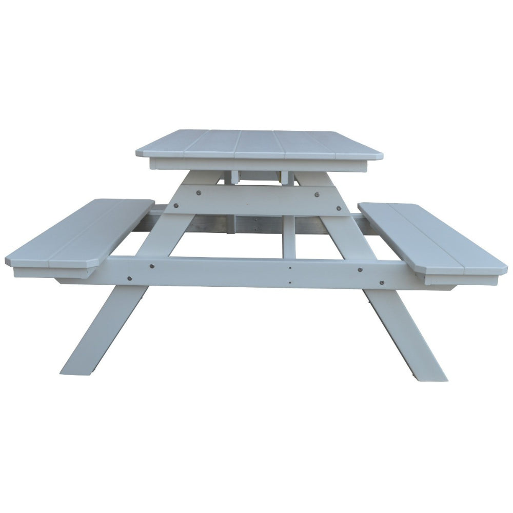 A&L Furniture 4' Table with Attached Benches_White