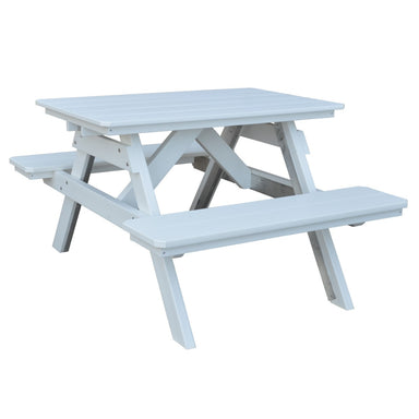 A&L Furniture 4' Table with Attached Benches_White