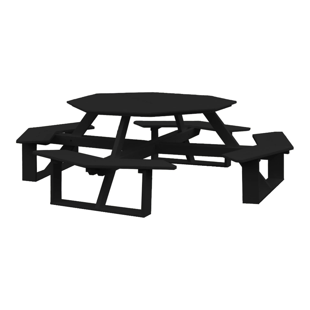 A&L Furniture 54-inch Amish-Made Octagonal Poly Walk-In Picnic Tables_Black