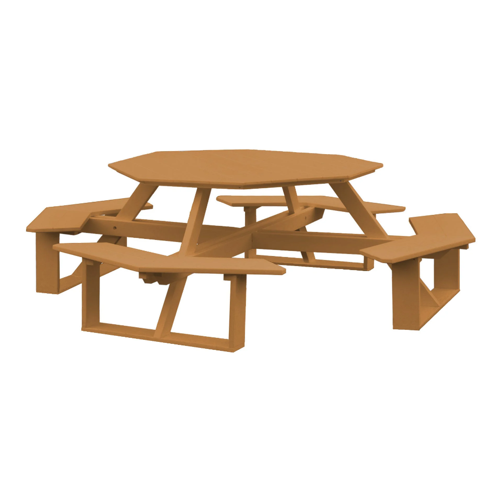 A&L Furniture 54-inch Amish-Made Octagonal Poly Walk-In Picnic Tables_Cedar