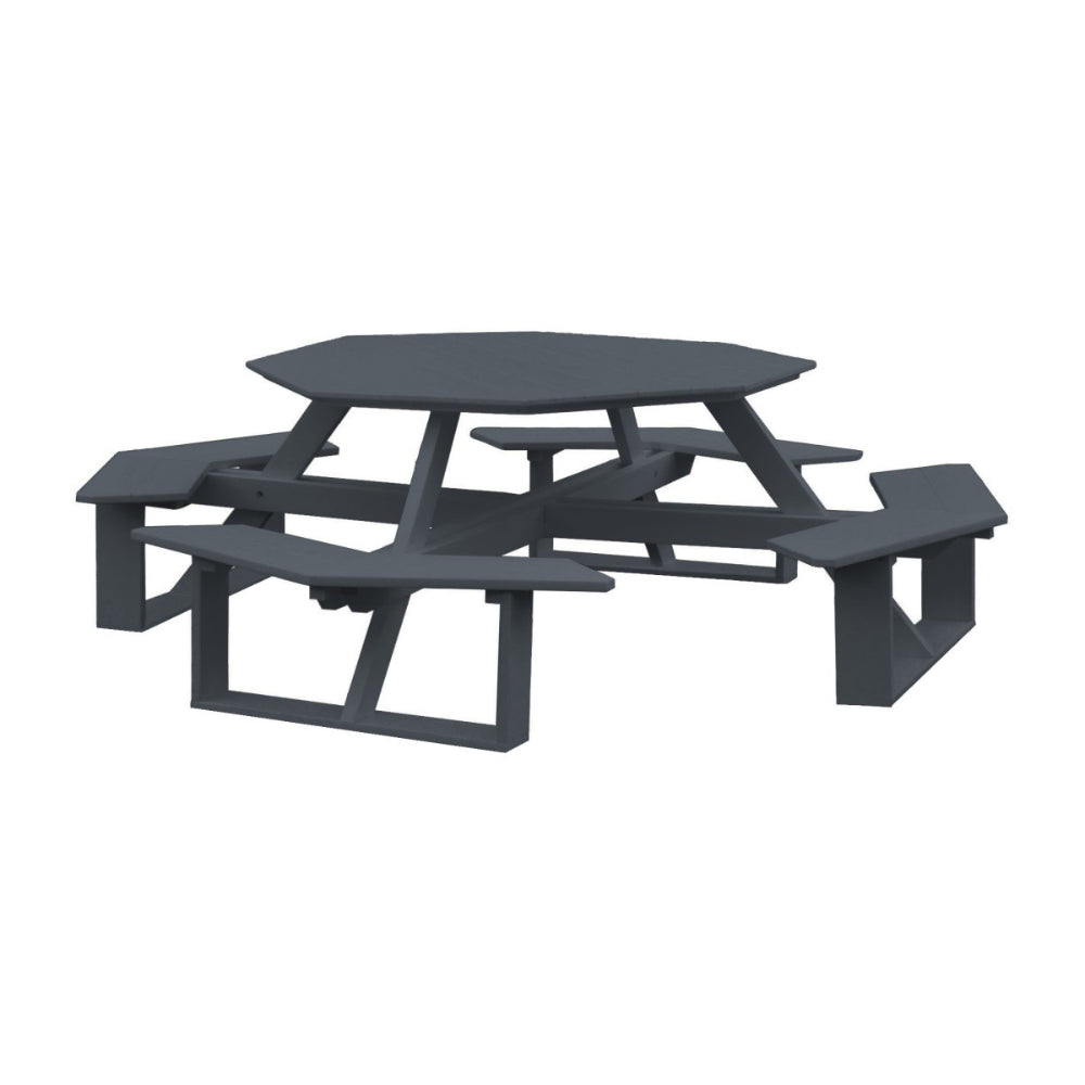A&L Furniture 54-inch Amish-Made Octagonal Poly Walk-In Picnic Tables_Dark Gray