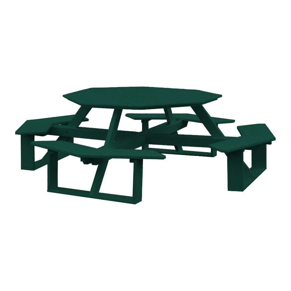 A&L Furniture 54-inch Amish-Made Octagonal Poly Walk-In Picnic Tables_Green