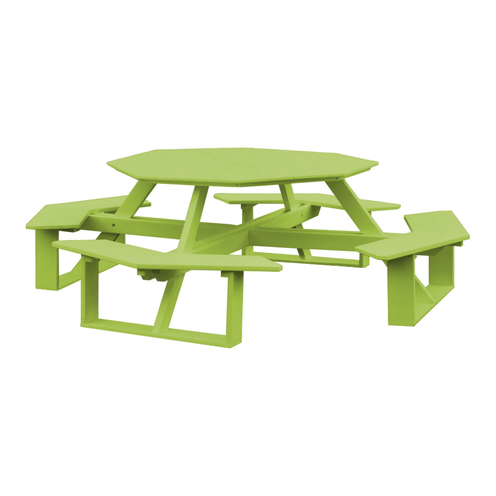 A&L Furniture 54-inch Amish-Made Octagonal Poly Walk-In Picnic Tables_Lime
