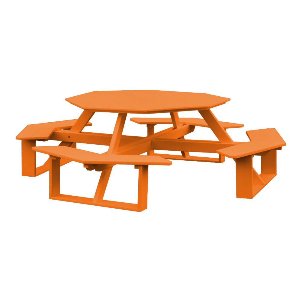 A&L Furniture 54-inch Amish-Made Octagonal Poly Walk-In Picnic Tables_Orange