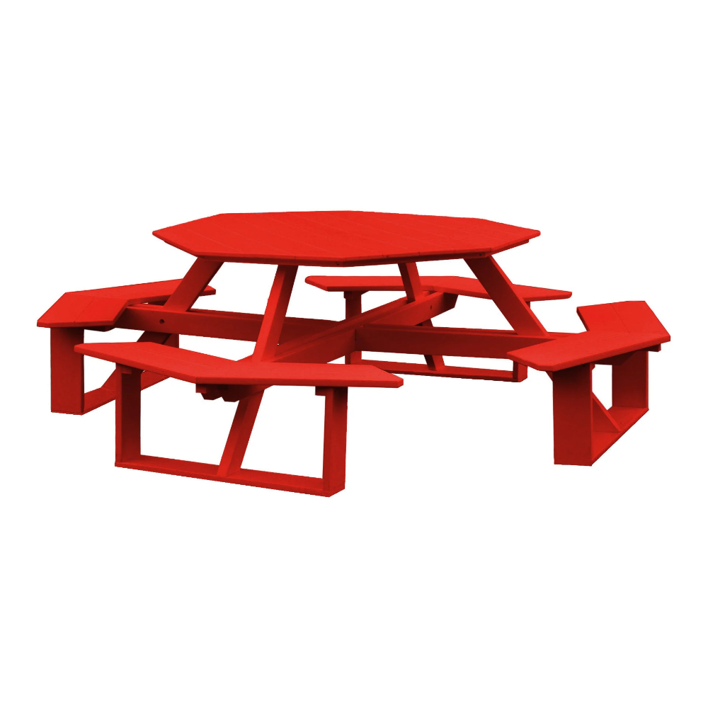 A&L Furniture 54-inch Amish-Made Octagonal Poly Walk-In Picnic Tables_Red