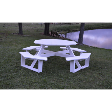 A&L Furniture 54-inch Amish-Made Octagonal Poly Walk-In Picnic Tables_White