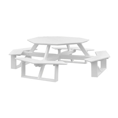 A&L Furniture 54-inch Amish-Made Octagonal Poly Walk-In Picnic Tables_White