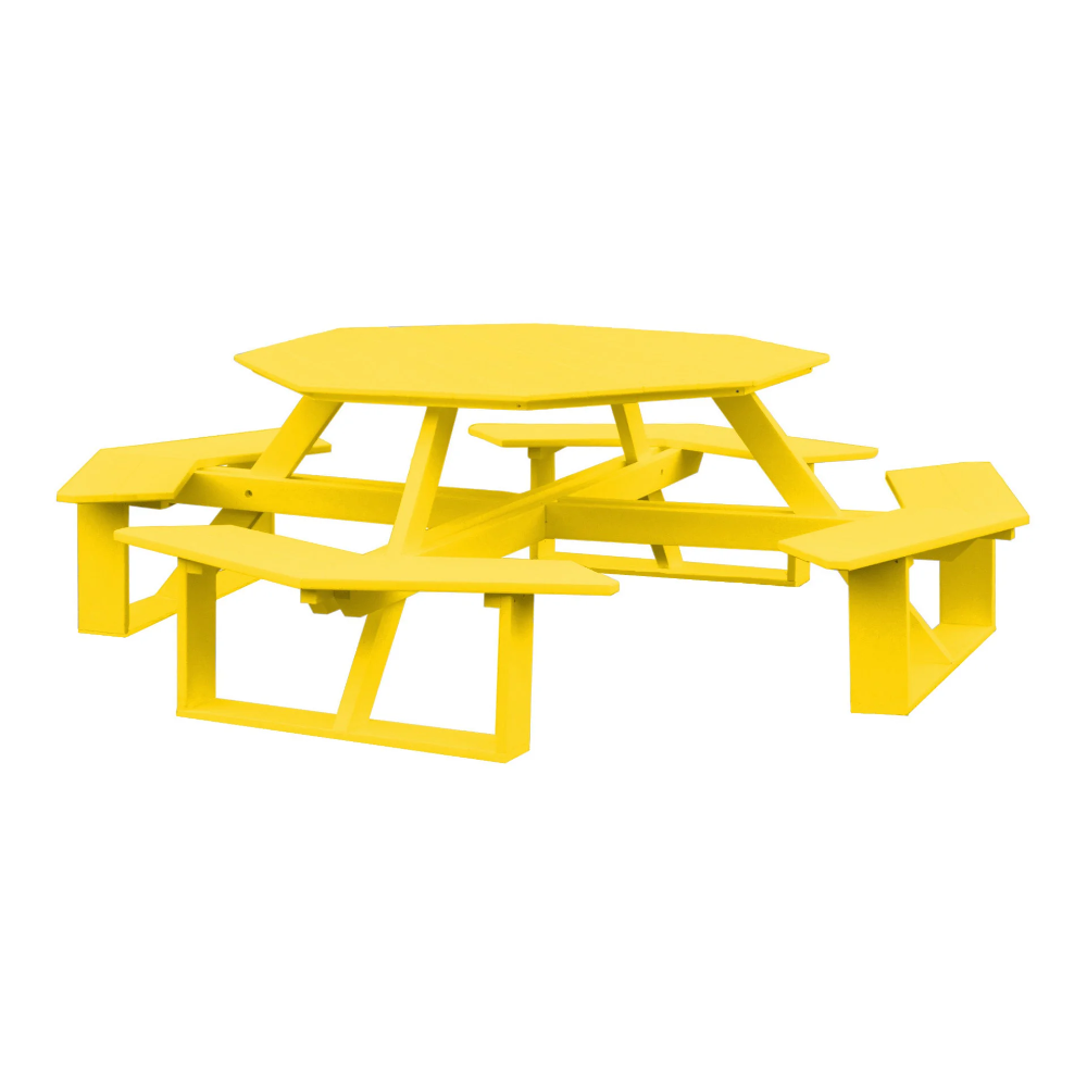 A&L Furniture 54-inch Amish-Made Octagonal Poly Walk-In Picnic Tables_Yellow