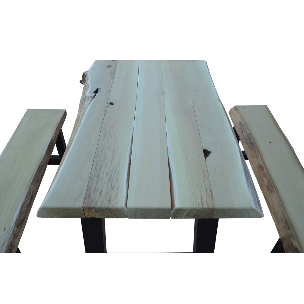 A&L Furniture 5' Ridgemont Table with 2 Benches_Unfinished