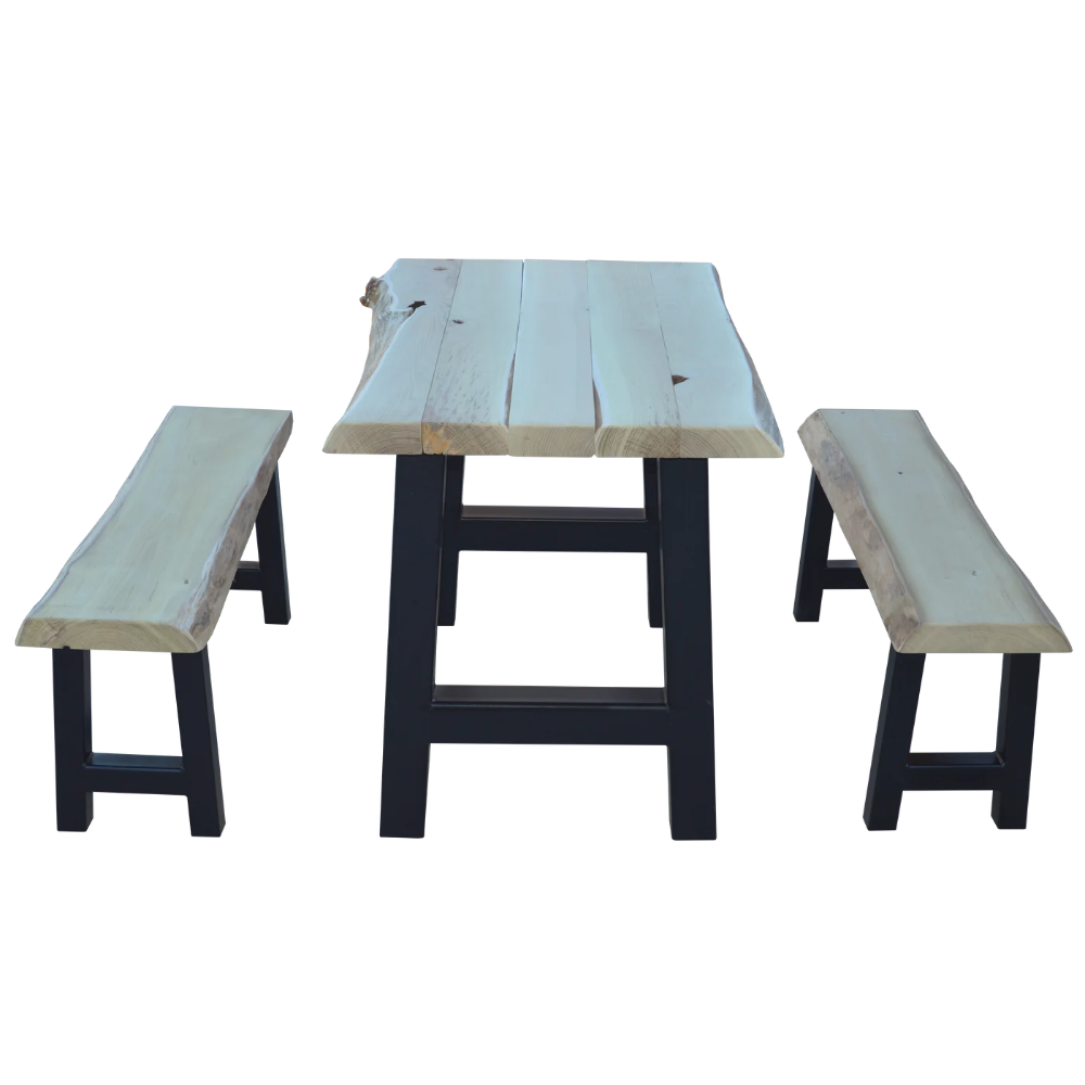 A&L Furniture 5' Ridgemont Table with 2 Benches_Unfinished