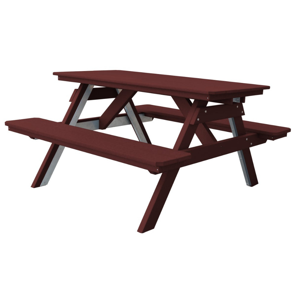 A&L Furniture 5' Table with Attached Benches_Cherrywood