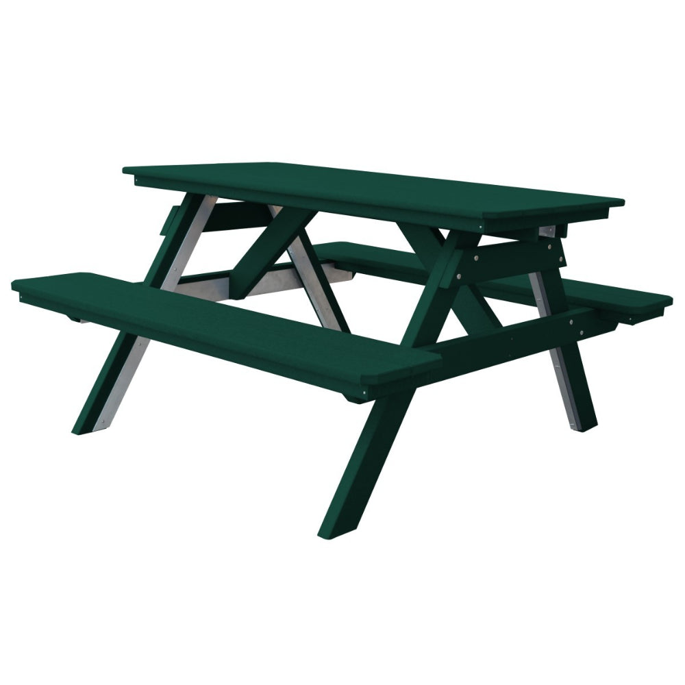 A&L Furniture 5' Table with Attached Benches_Green