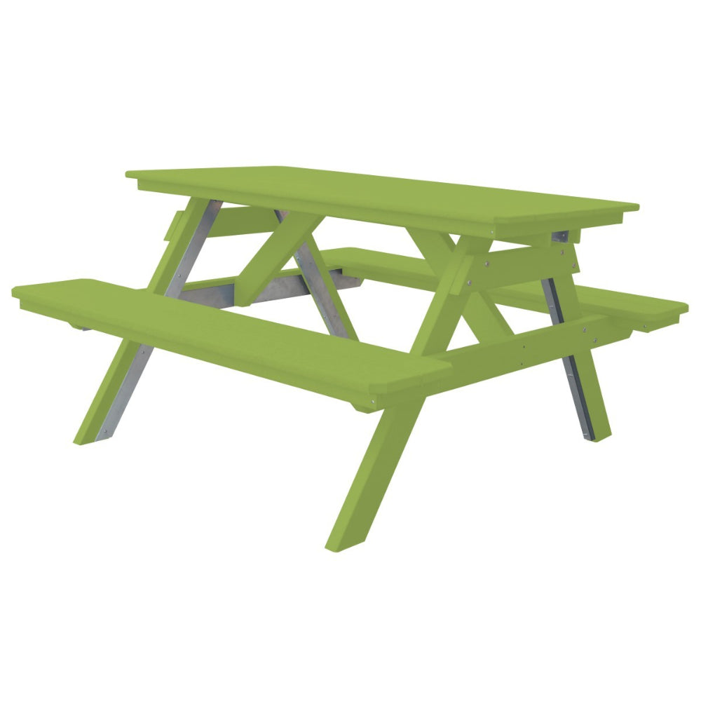 A&L Furniture 5' Table with Attached Benches_Lime