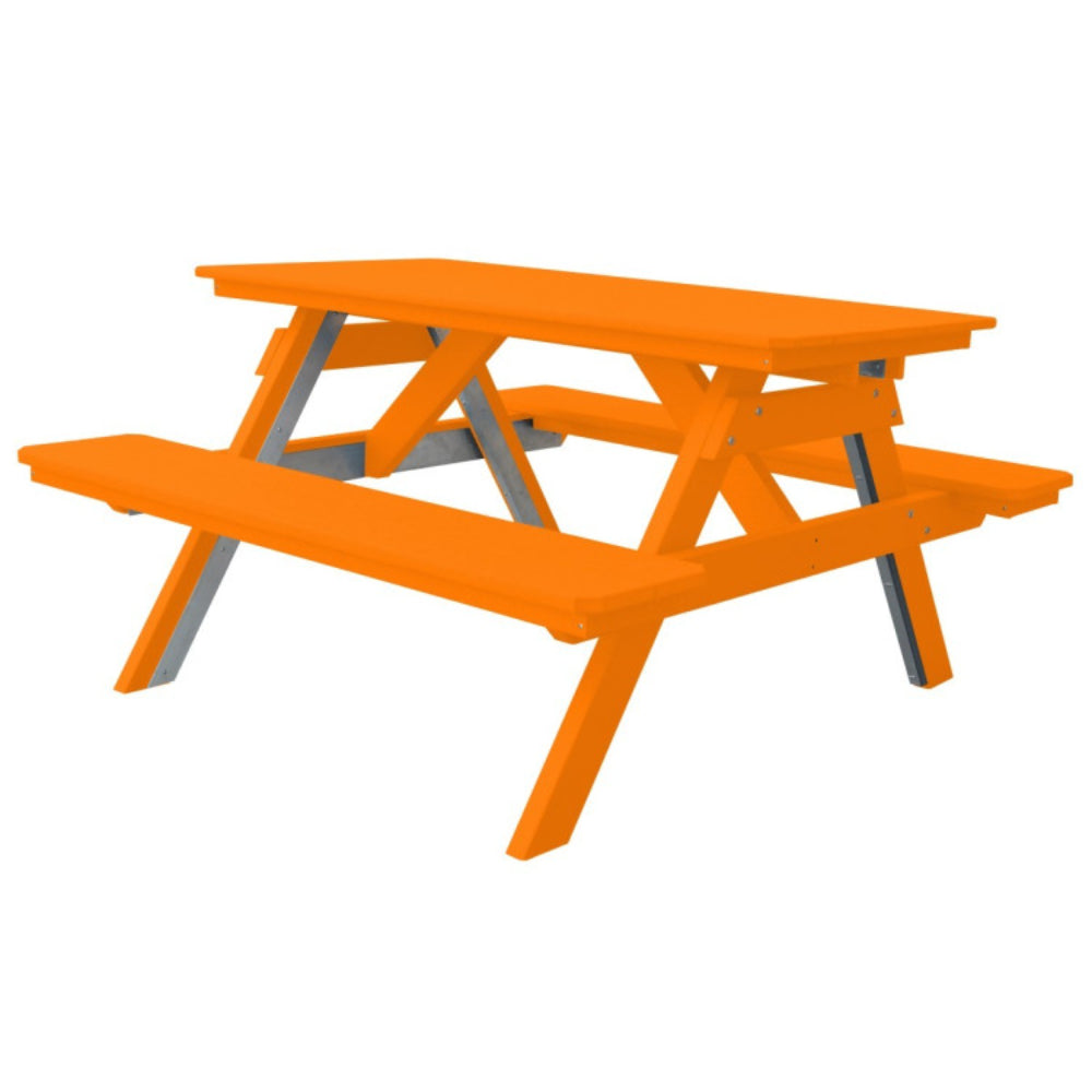 A&L Furniture 5' Table with Attached Benches_Orange