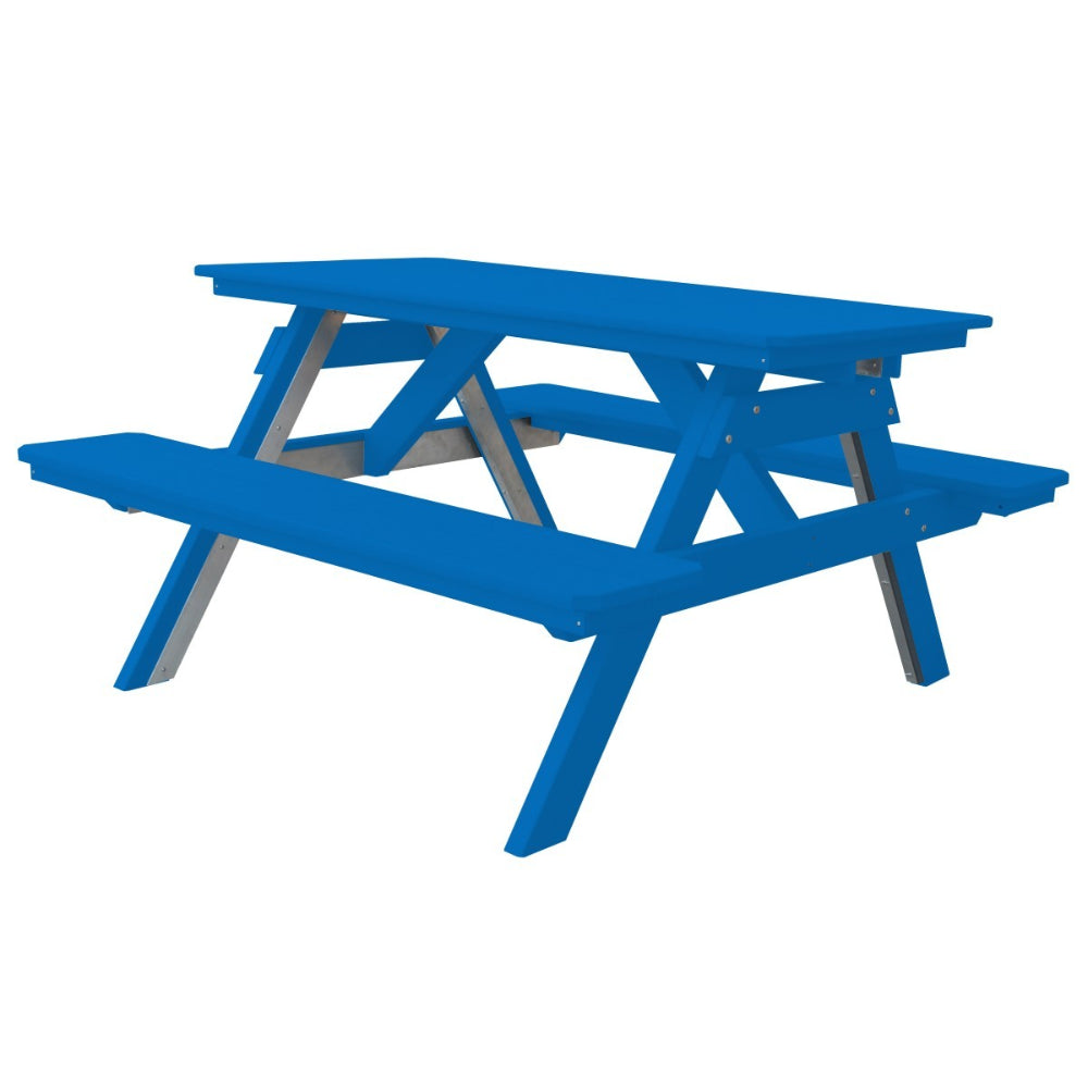 A&L Furniture 5' Table with Attached Benches_Pacific Blue