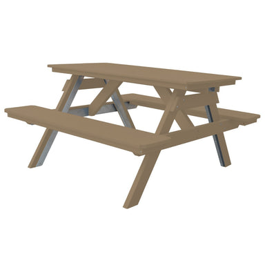 A&L Furniture 5' Table with Attached Benches_Weatherwood