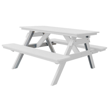 A&L Furniture 5' Table with Attached Benches_White