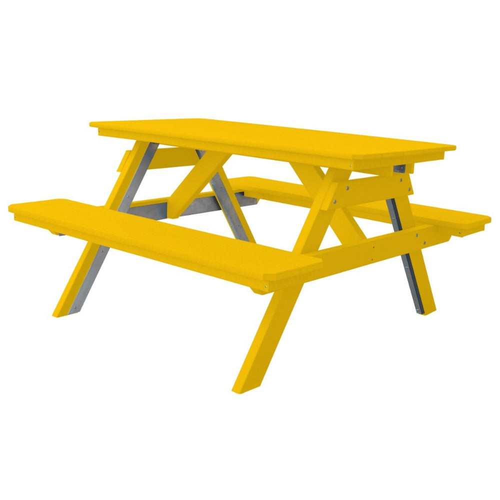 A&L Furniture 5' Table with Attached Benches_Yellow