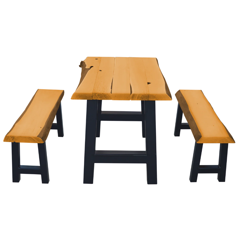 A&L Furniture 6 Foot Ridgemont Table with 2 Benches_Natural Finish