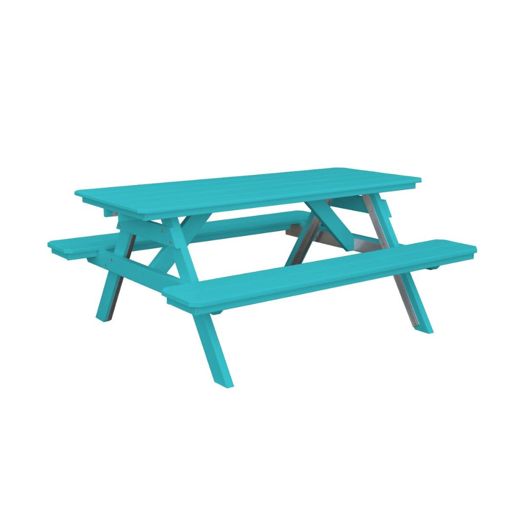 A&L Furniture 6 Foot Table with Attached Benches_Aruba Blue
