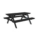 A&L Furniture 6 Foot Table with Attached Benches_Black