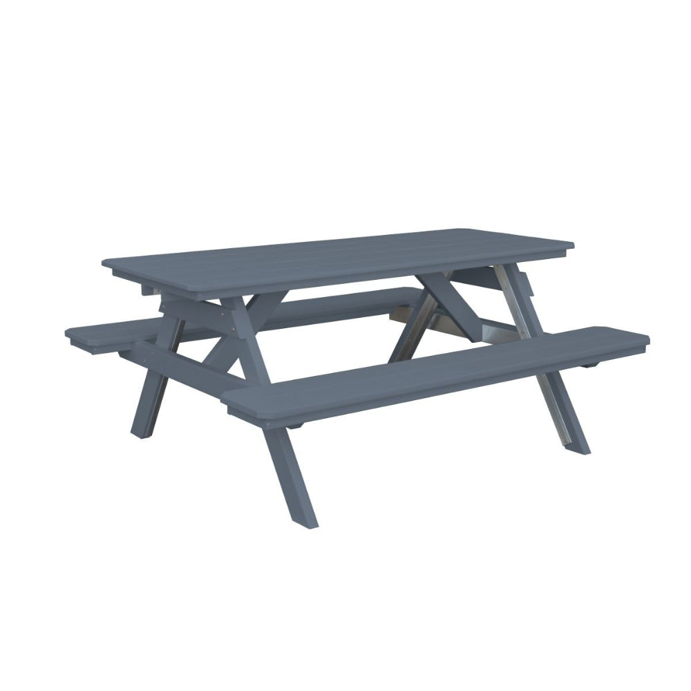 A&L Furniture 6 Foot Table with Attached Benches_Dark Gray