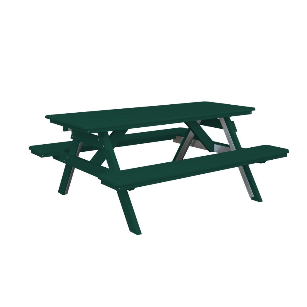 A&L Furniture 6 Foot Table with Attached Benches_Green