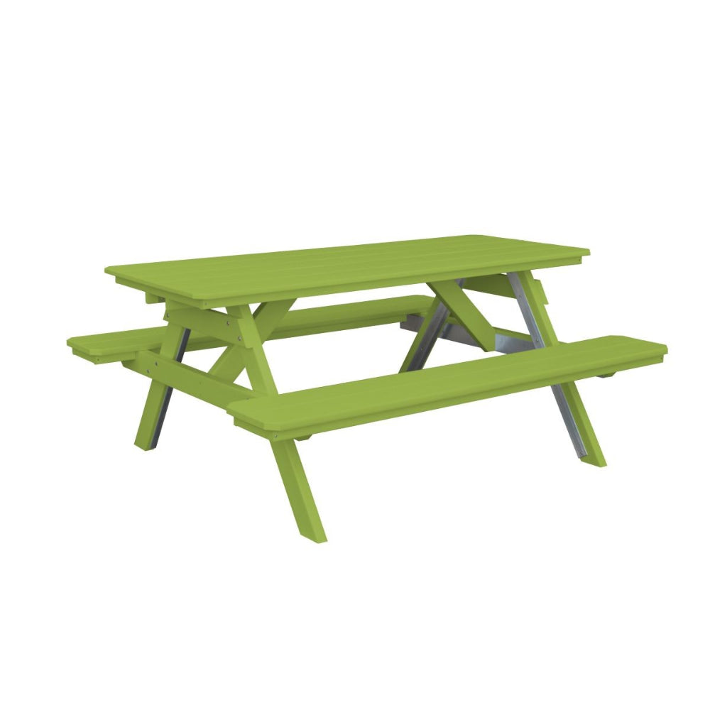 A&L Furniture 6 Foot Table with Attached Benches_Lime