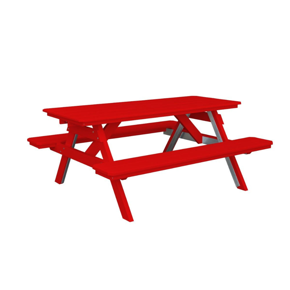 A&L Furniture 6 Foot Table with Attached Benches_Red