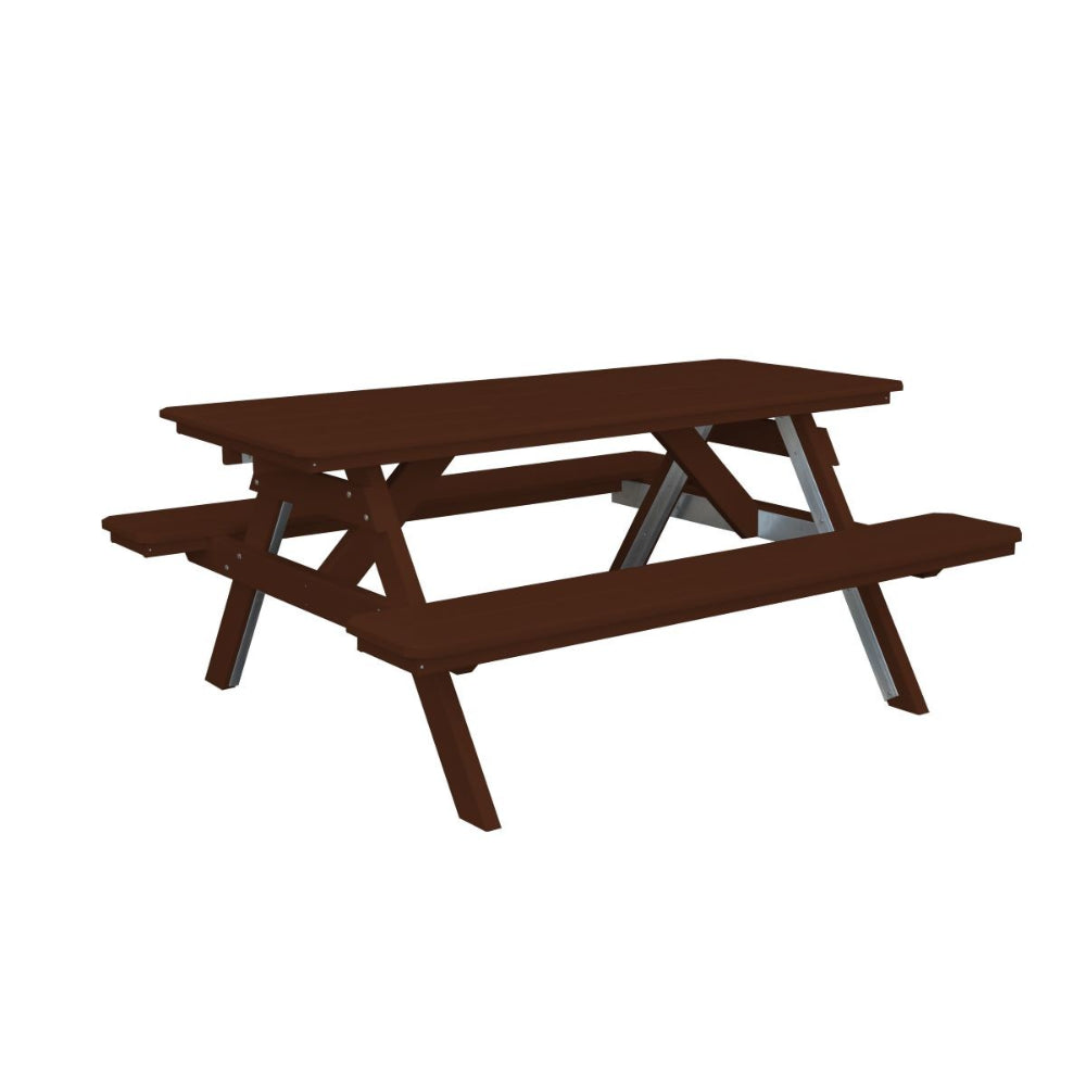 A&L Furniture 6 Foot Table with Attached Benches_Tudor Brown