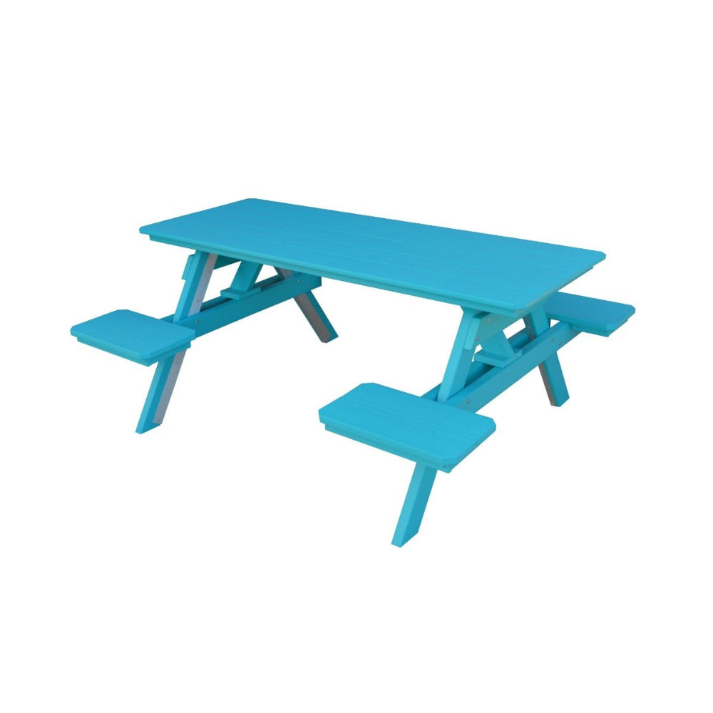 A&L Furniture 6 Foot Table with Attached Benches_Wheelchair Accessible_Aruba Blue