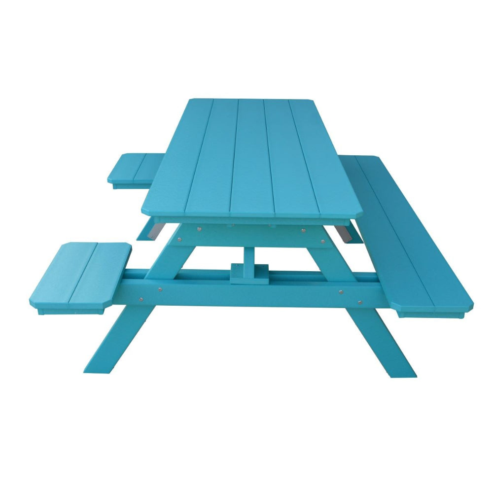 A&L Furniture 6 Foot Table with Attached Benches_Wheelchair Accessible_Aruba Blue