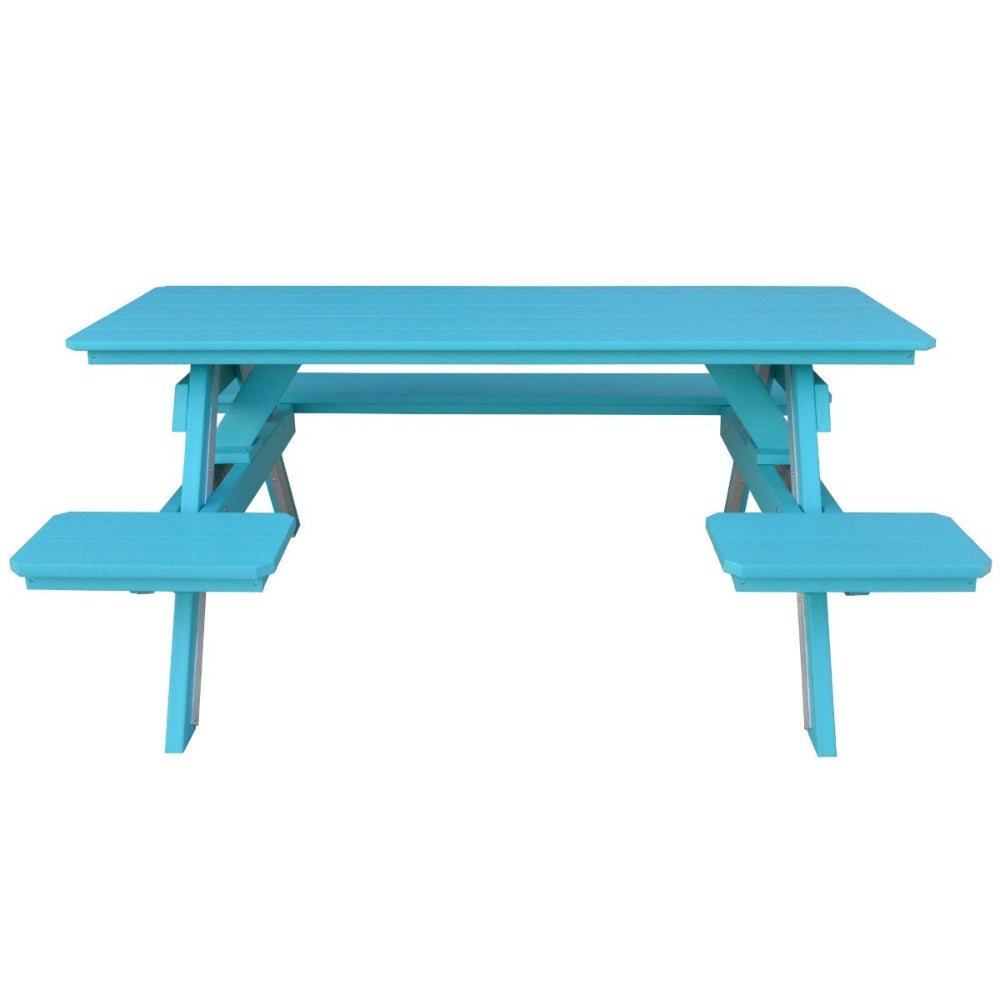 A&L Furniture 6 Foot Table with Attached Benches_Wheelchair Accessible_Aruba Blue