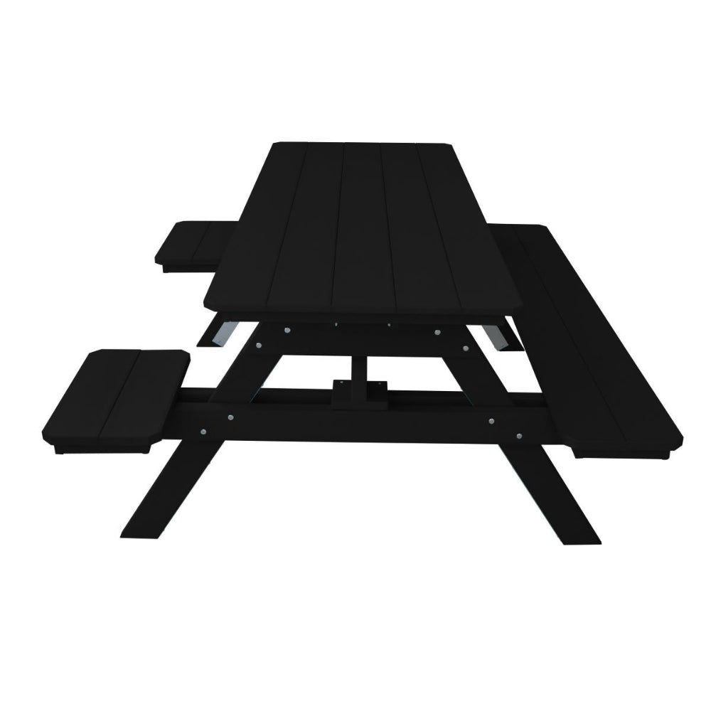 A&L Furniture 6 Foot Table with Attached Benches_Wheelchair Accessible_Black