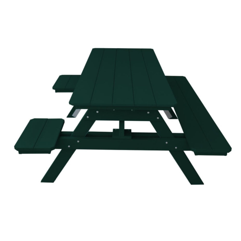 A&L Furniture 6 Foot Table with Attached Benches_Wheelchair Accessible_Green