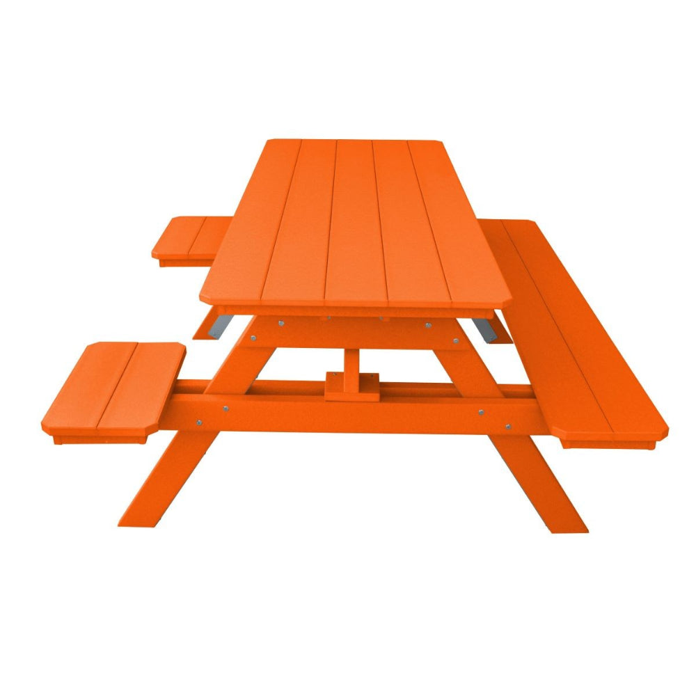 A&L Furniture 6 Foot Table with Attached Benches_Wheelchair Accessible_Orange