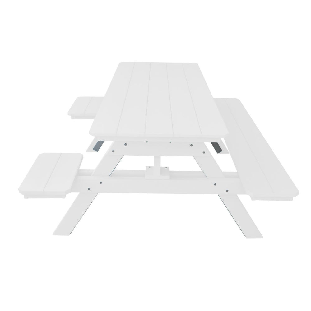 A&L Furniture 6 Foot Table with Attached Benches_Wheelchair Accessible_White