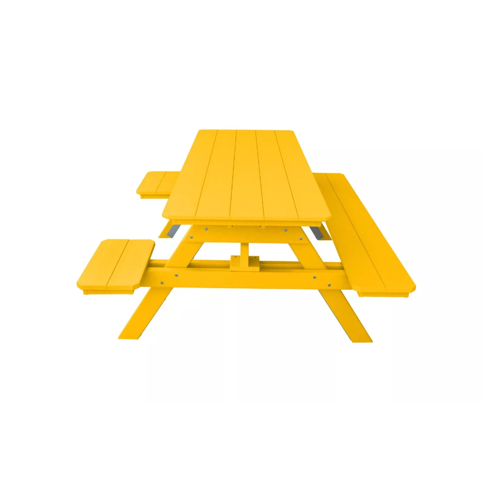 A&L Furniture 6 Foot Table with Attached Benches_Wheelchair Accessible_Yellow