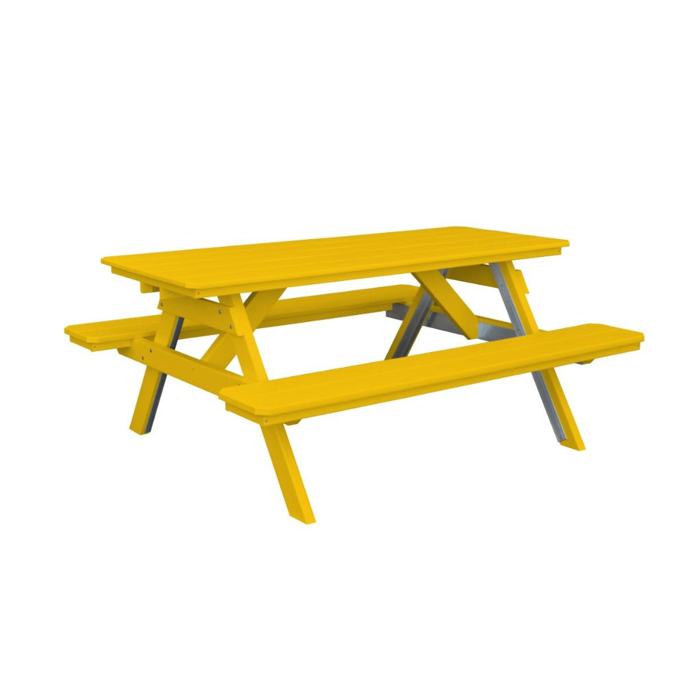 A&L Furniture 6 Foot Table with Attached Benches_Yellow