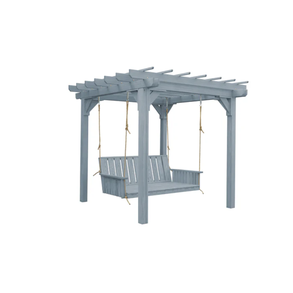 A&L Furniture 6'x 8' Bradford Pergola with Swing Hanger_Gray