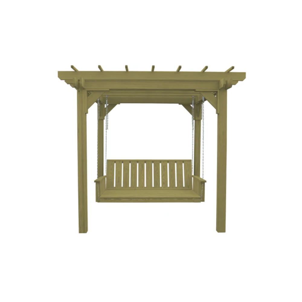 A&L Furniture 6'x 8' Bradford Pergola with Swing Hanger_Linden Leaf