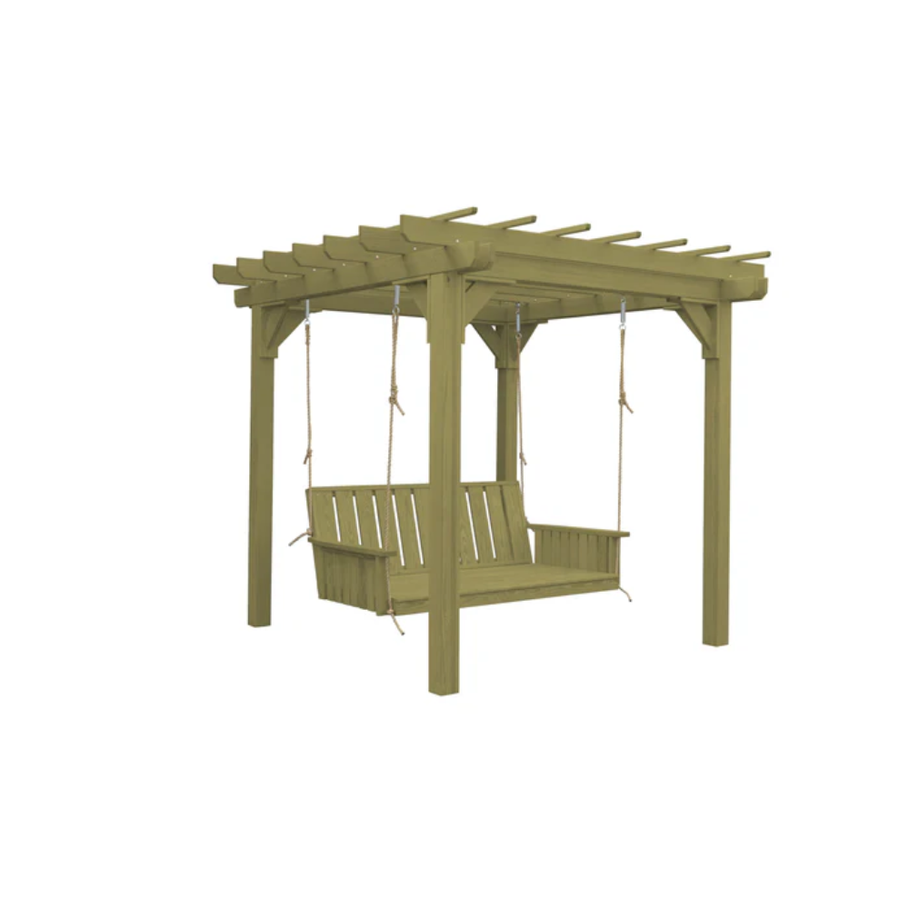 A&L Furniture 6'x 8' Bradford Pergola with Swing Hanger_Linden Leaf